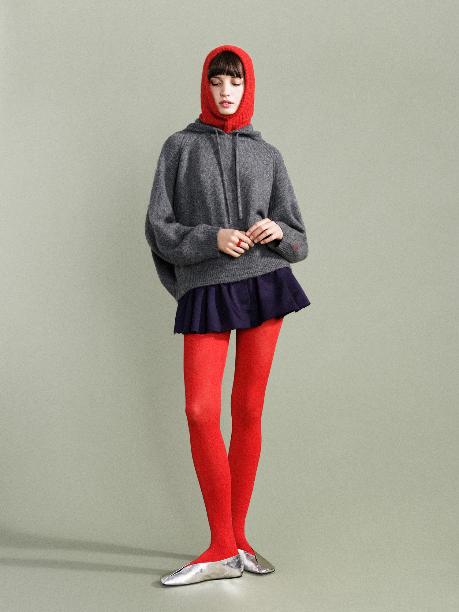 QUEENE and BELLE / クイーンアンドベル | HOODWINK SWEATSHIRT カシミヤ スマイル インターシャ ニットパーカー | S | グレー | レディース QUEENE and BELLE（クイーンアンドベル）| [正規取扱店]通販オンライン
