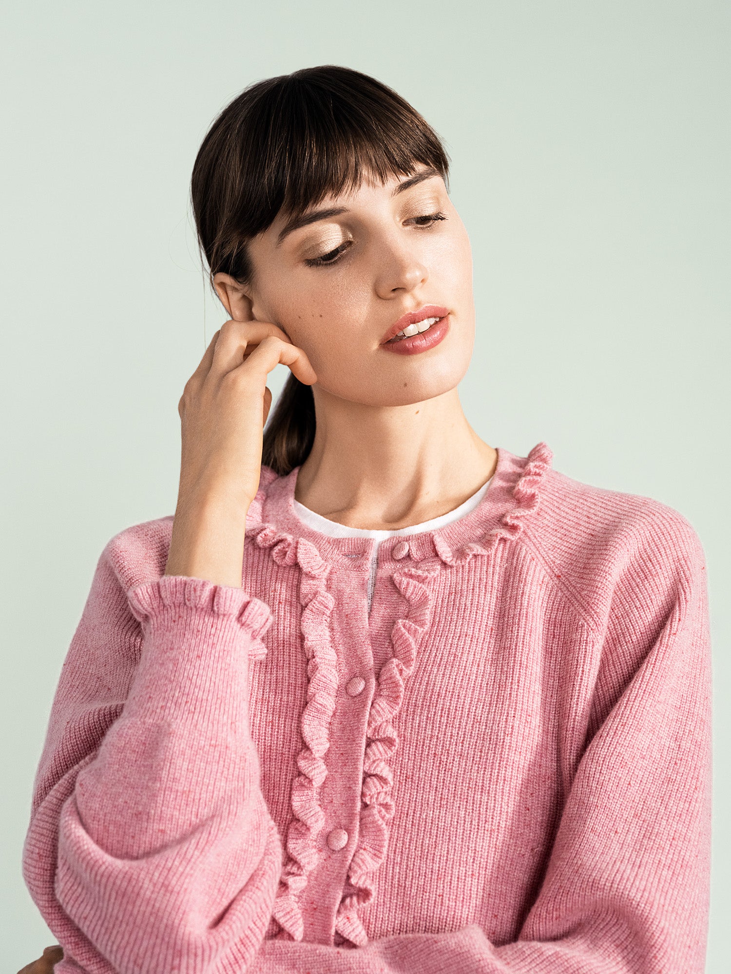 Cashmere Wilder Ruffle Cardigan