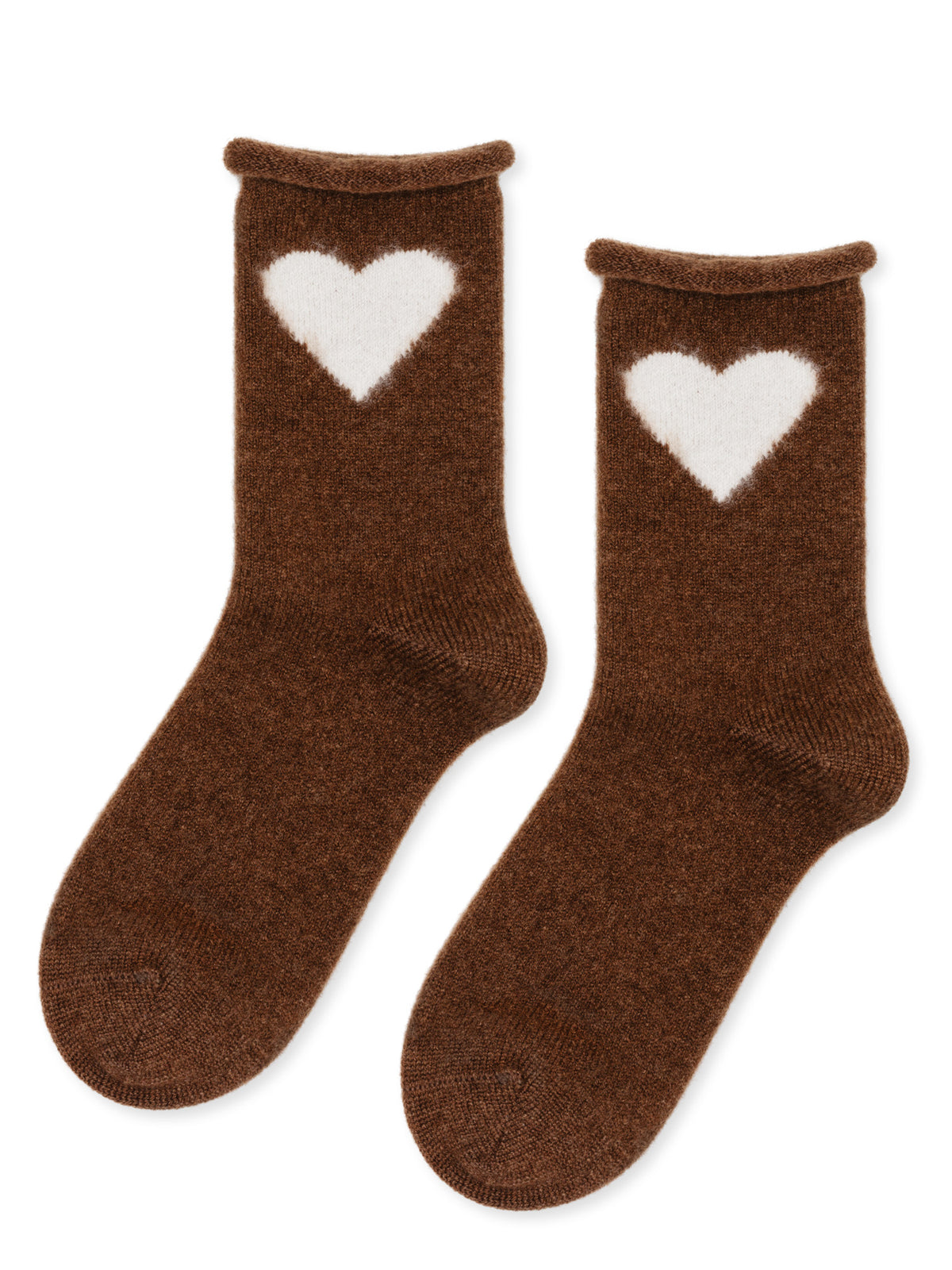 100% Cashmere Crew Sock in Heather Taupe main image 1