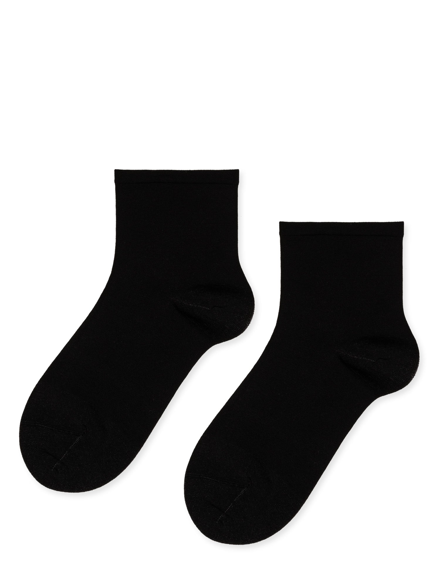 Plain short lisle socks with crinkle trim Black